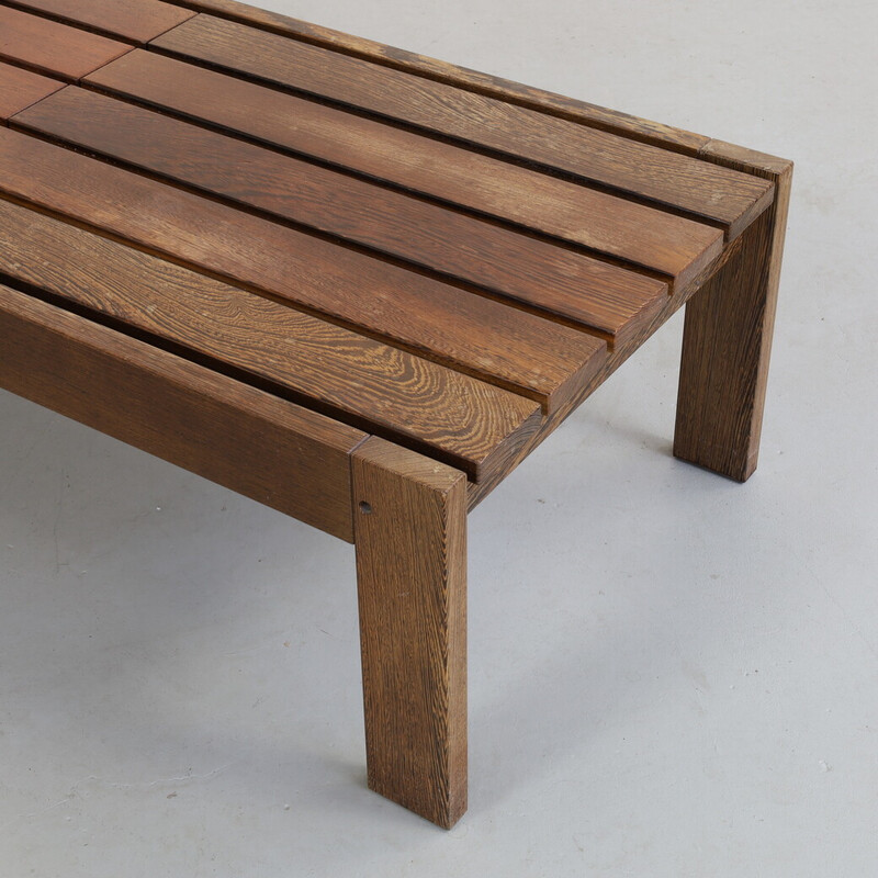 Vintage bench in slatted wengé wood, 1970s