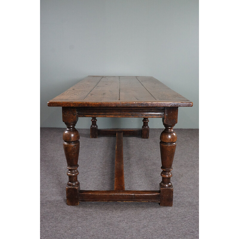 Mesa de comedor inglesa de madera de roble de mediados de siglo