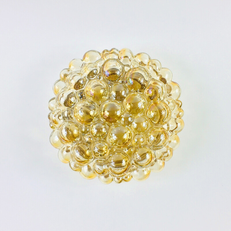 Vintage amber bubble glass ceiling lamp by Helena Tynell for Limburg, Germany 1970s