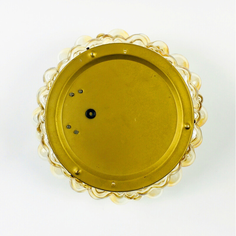 Plafonnier vintage en verre bullé ambré par Helena Tynell pour Limburg, Allemagne 1970