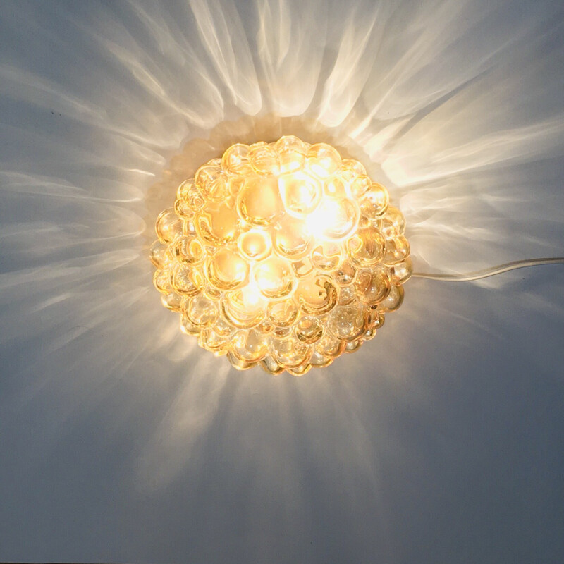 Vintage amber bubble glass ceiling lamp by Helena Tynell for Limburg, Germany 1970s