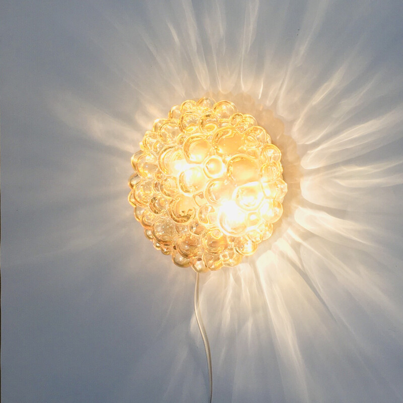 Vintage amber bubble glass ceiling lamp by Helena Tynell for Limburg, Germany 1970s