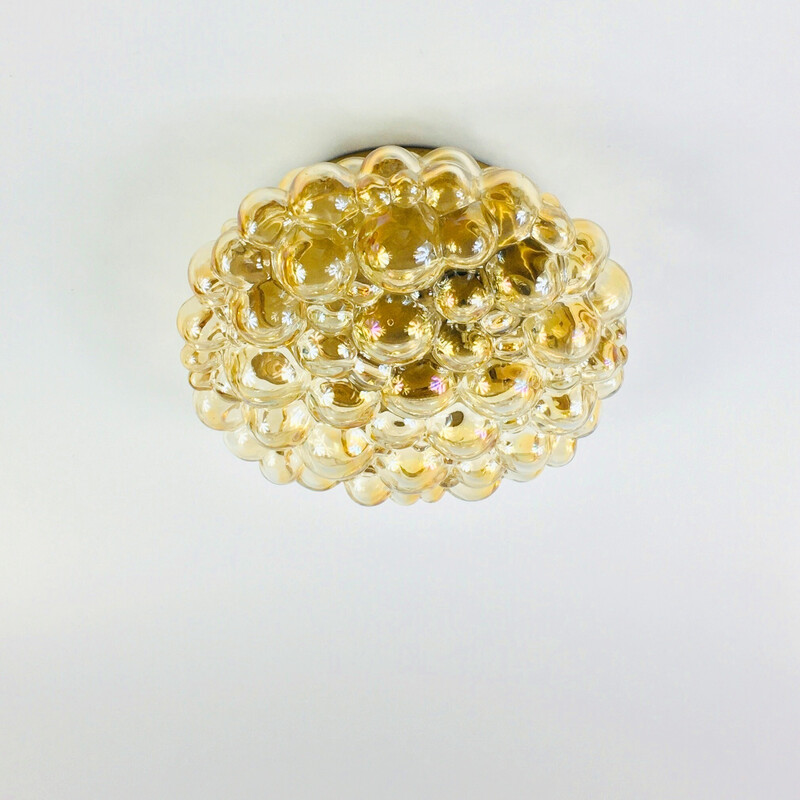 Vintage amber bubble glass ceiling lamp by Helena Tynell for Limburg, Germany 1970s