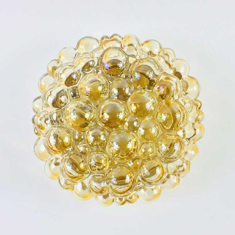 Vintage amber bubble glass ceiling lamp by Helena Tynell for Limburg, Germany 1970s