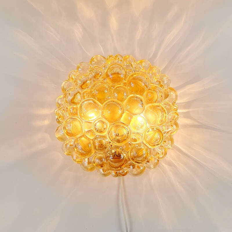 Vintage amber bubble glass ceiling lamp by Helena Tynell for Limburg, Germany 1970s