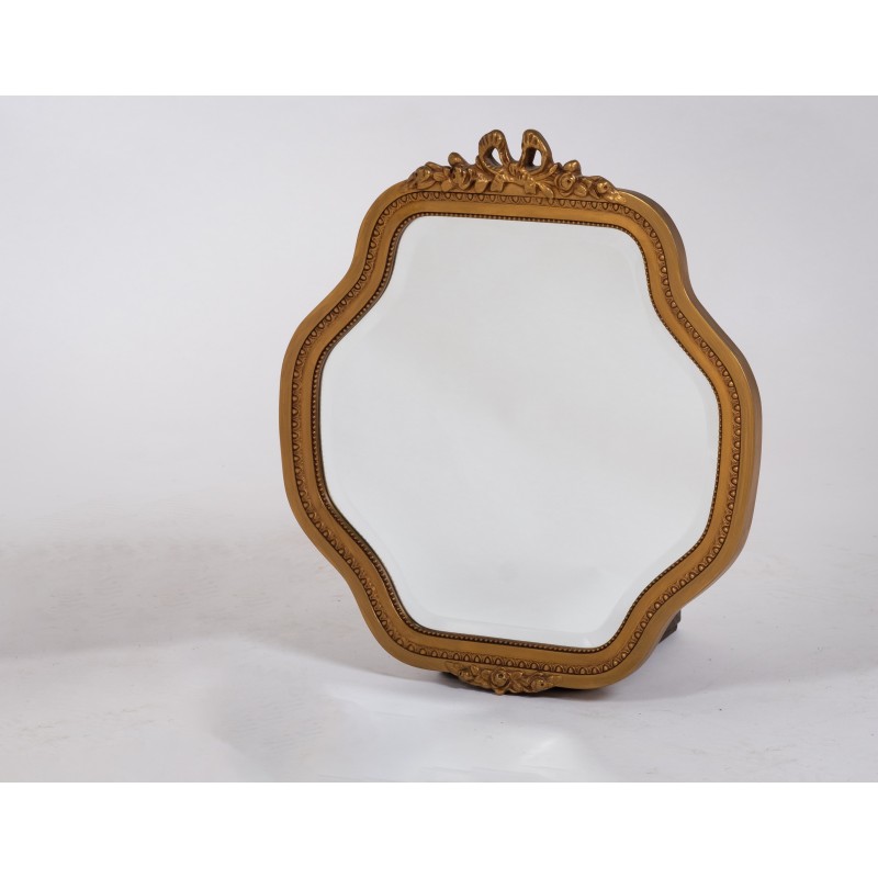 Espejo vintage dorado con cristal facetado, 1800