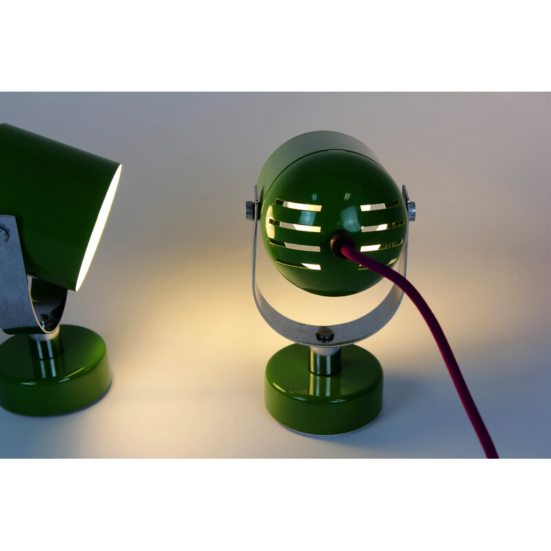 Pair of vintage green and purple wall lamps by Stanislav Indra, Czechoslovakia 1970