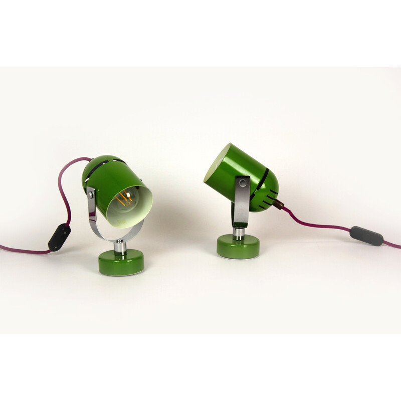 Pair of vintage green and purple wall lamps by Stanislav Indra, Czechoslovakia 1970