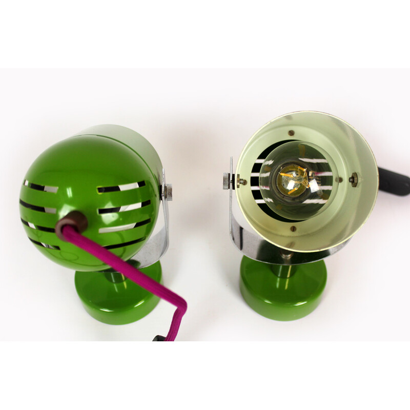 Pair of vintage green and purple wall lamps by Stanislav Indra, Czechoslovakia 1970