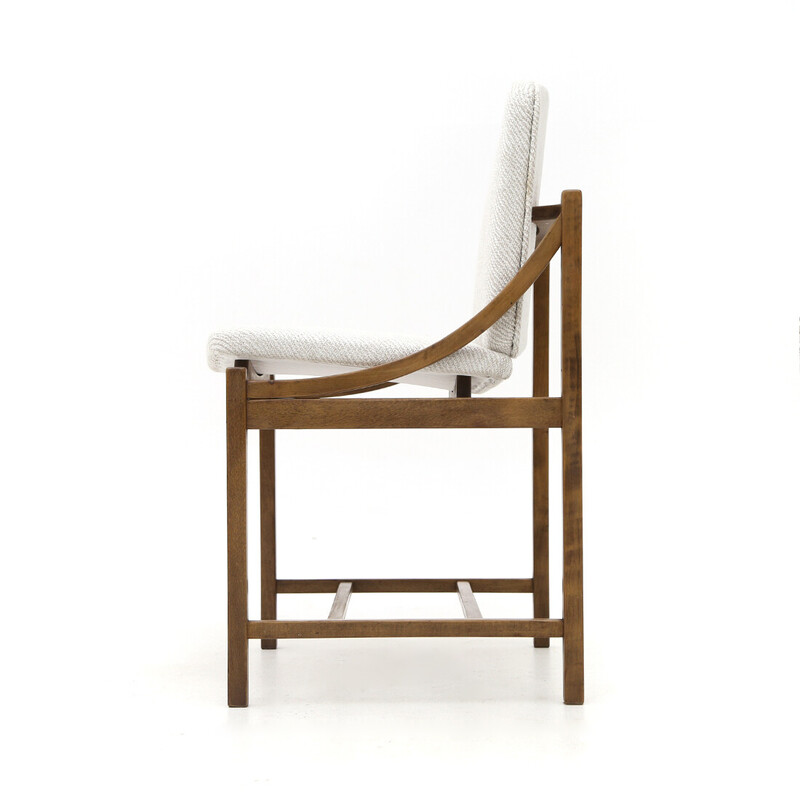 Conjunto de 4 cadeiras vintage em madeira e tecido de Vittorio Rossi para Lorenzon, Itália 1960