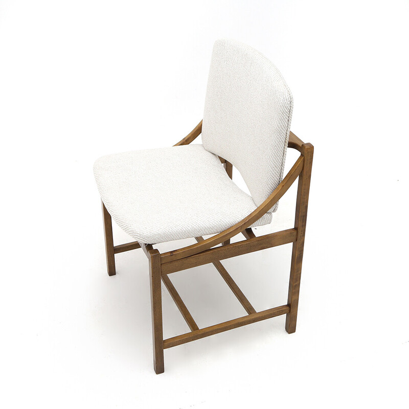 Set di 4 sedie vintage in legno e tessuto di Vittorio Rossi per Lorenzon, Italia 1960