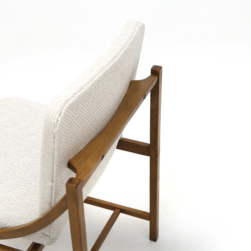 Ensemble de 4 chaises vintage en bois et tissu par Vittorio Rossi pour Lorenzon, Italie 1960
