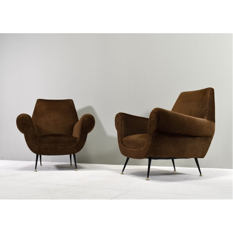 Pair of vintage club armchairs by Gigi Radice for Minotti, Italy 1950