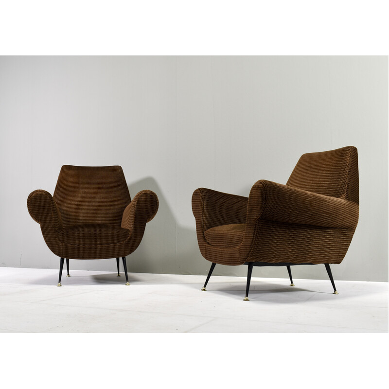 Pair of vintage club armchairs by Gigi Radice for Minotti, Italy 1950