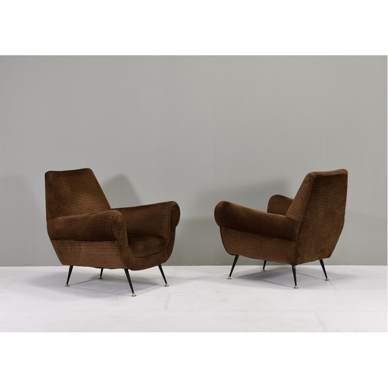 Pair of vintage club armchairs by Gigi Radice for Minotti, Italy 1950