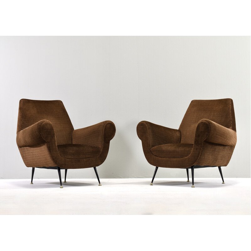 Pair of vintage club armchairs by Gigi Radice for Minotti, Italy 1950