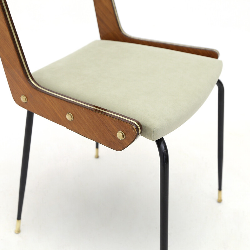 Conjunto de 6 cadeiras vintage em madeira e tecido para Rb Rossana, Itália 1960