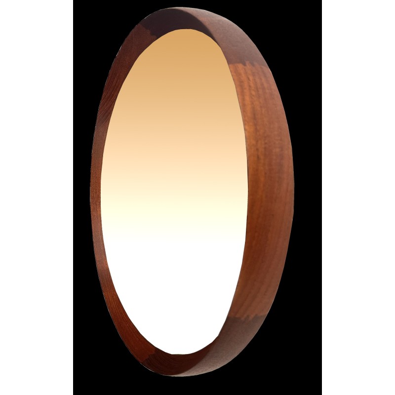 Vintage circular teak mirror