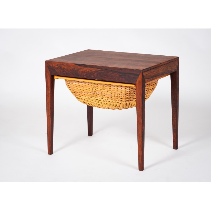 Vintage rosewood sewing table by Severin Hansen for Haslev Furniture Carpentry, 1950s