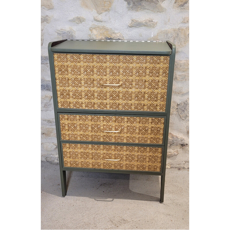 Vintage storage cabinet with vinyl decor