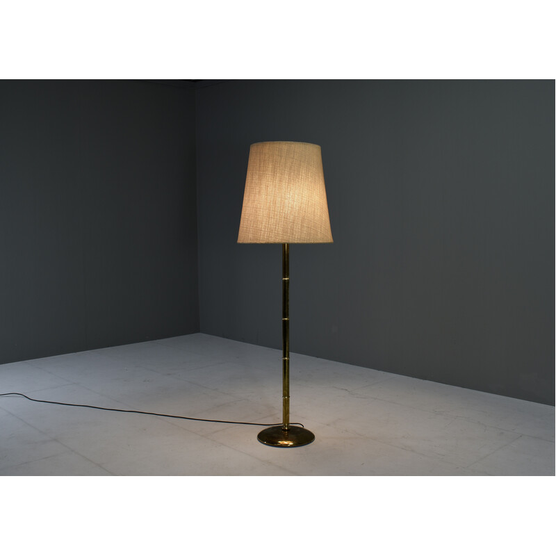 Vintage floor lamp in brass and bamboo, Europe 1970