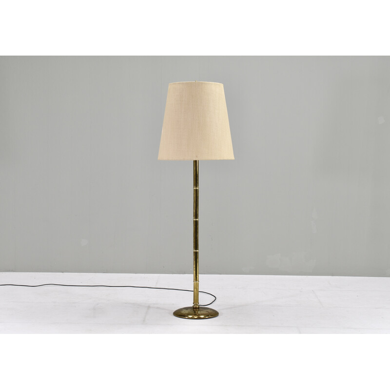 Vintage floor lamp in brass and bamboo, Europe 1970