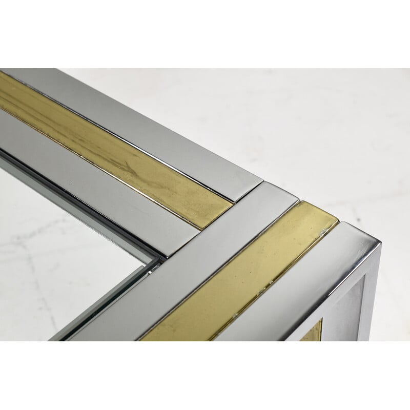 Vintage chrome and brass coffee table by Renato Zevi, Italy 1970s