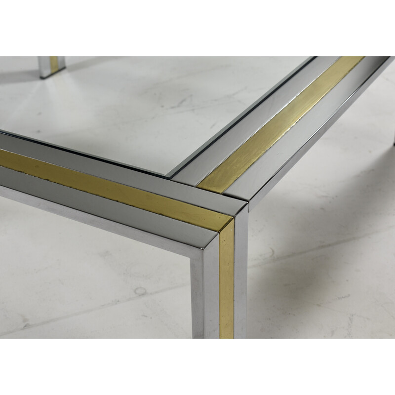 Vintage chrome and brass coffee table by Renato Zevi, Italy 1970s