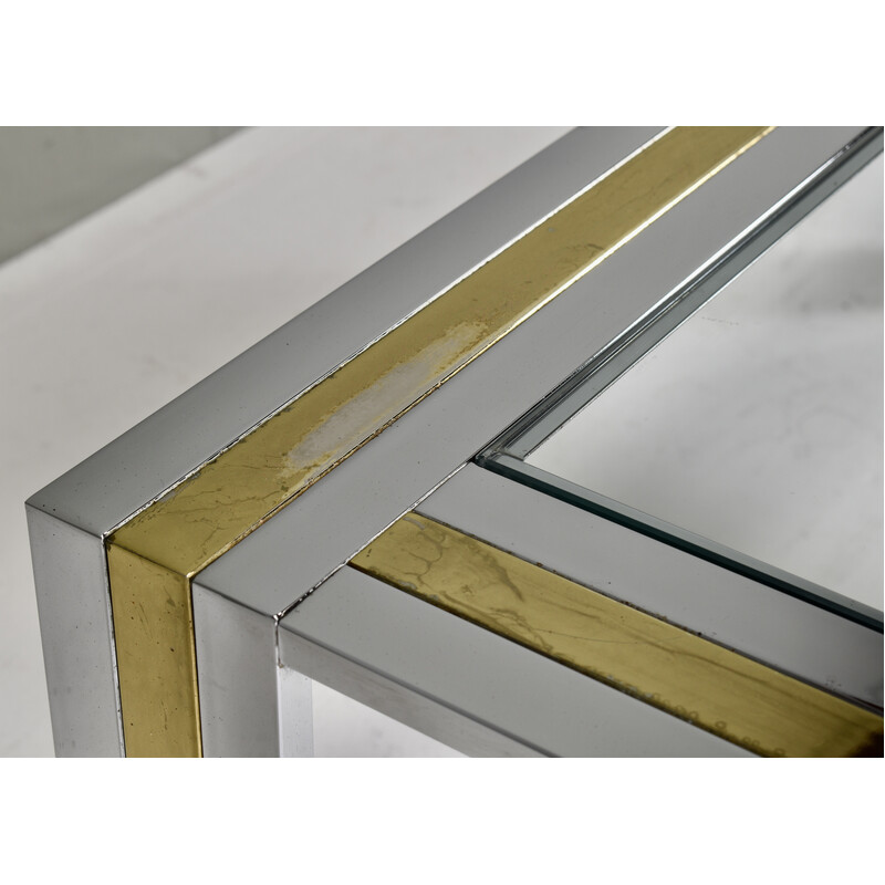 Vintage chrome and brass coffee table by Renato Zevi, Italy 1970s