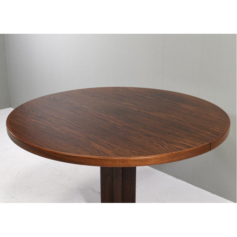 Vintage walnut round table by Henning Kjaernulf for Vejle Stole Møbelfabrik, Denmark 1960