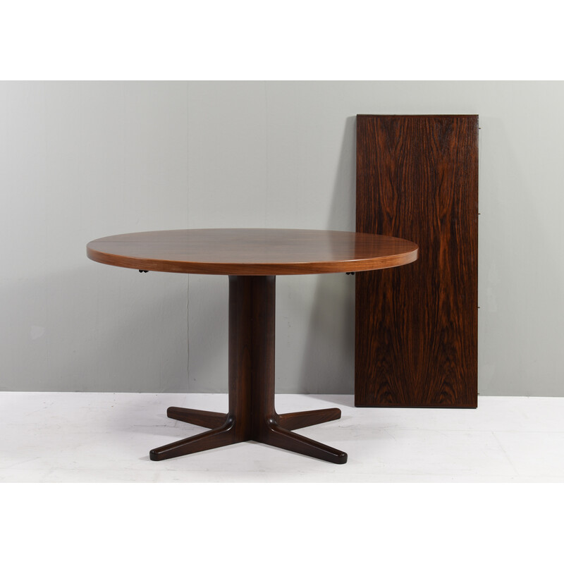 Vintage walnut round table by Henning Kjaernulf for Vejle Stole Møbelfabrik, Denmark 1960