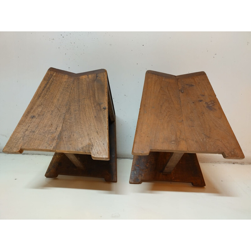 Pair of vintage stools by Pierre Jeanneret for the city of Chandigarh, India 1955-1956