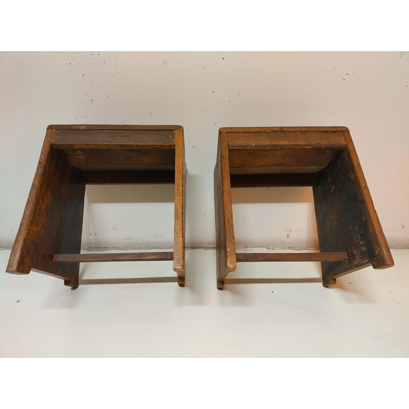 Pair of vintage stools by Pierre Jeanneret for the city of Chandigarh, India 1955-1956