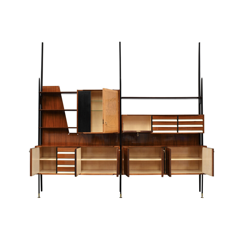 Vintage walnut and birch bookcase by Vittorio Dassi for Mobili Cantù, Italy 1950