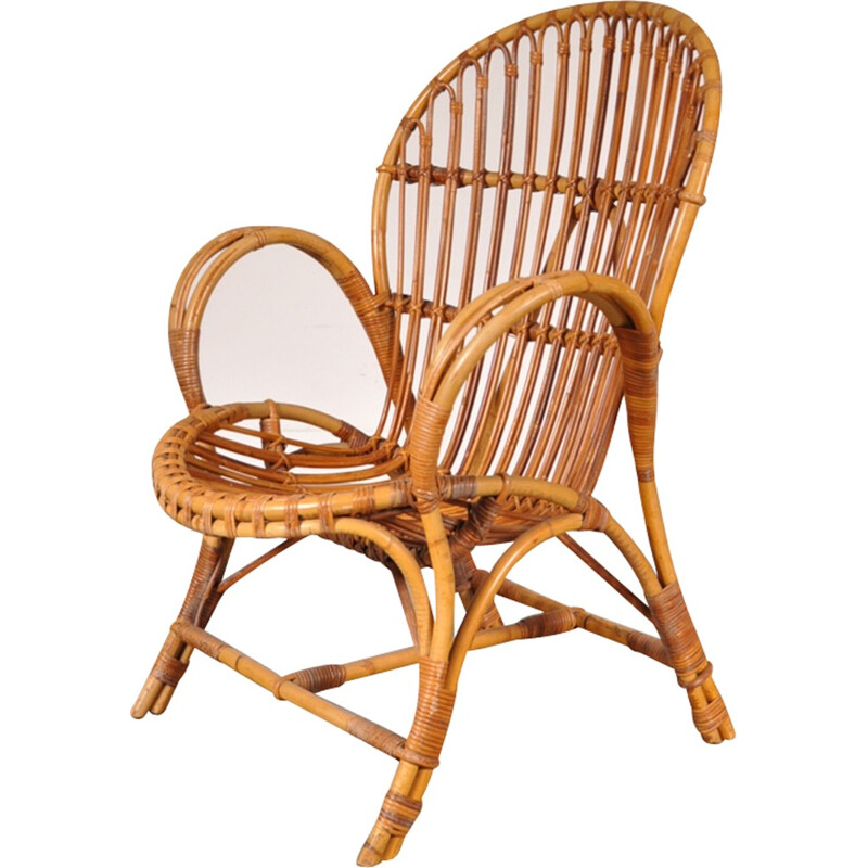 Rattan easy chair - 1950s