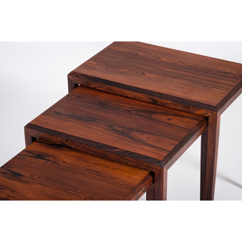 Vintage rosewood nesting tables by Johannes Andersen for Silkeborg, Denmark 1960