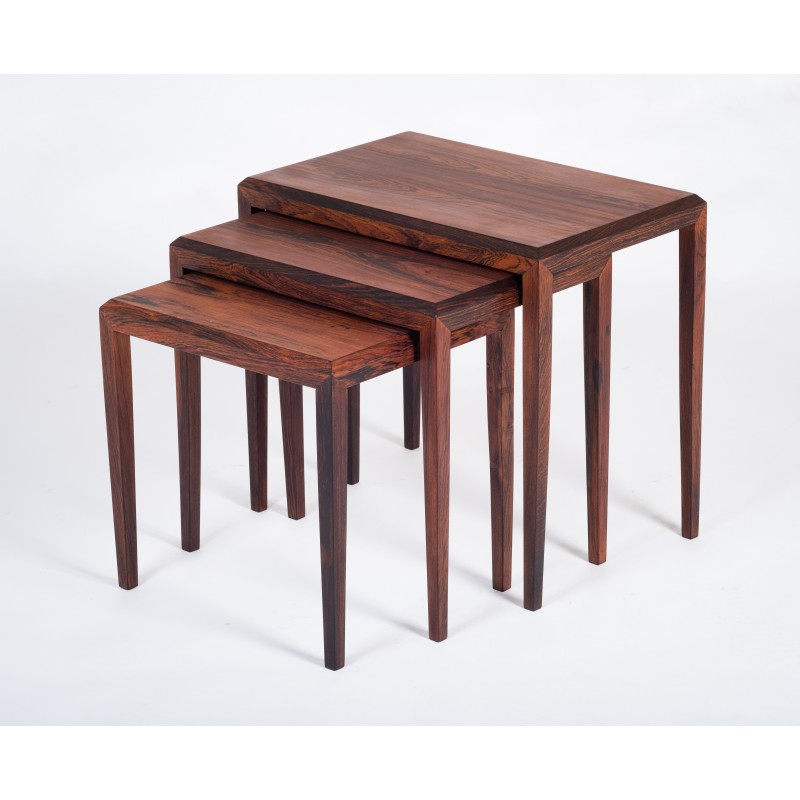 Vintage rosewood nesting tables by Johannes Andersen for Silkeborg, Denmark 1960