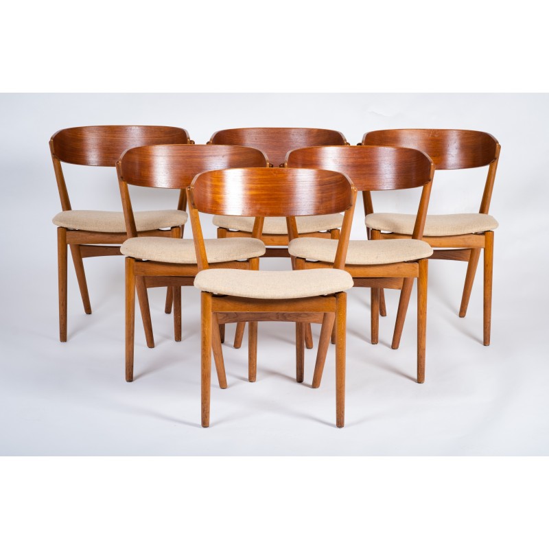 Set van 6 vintage teakhouten stoelen van Helge Sibast, Denemarken 1960