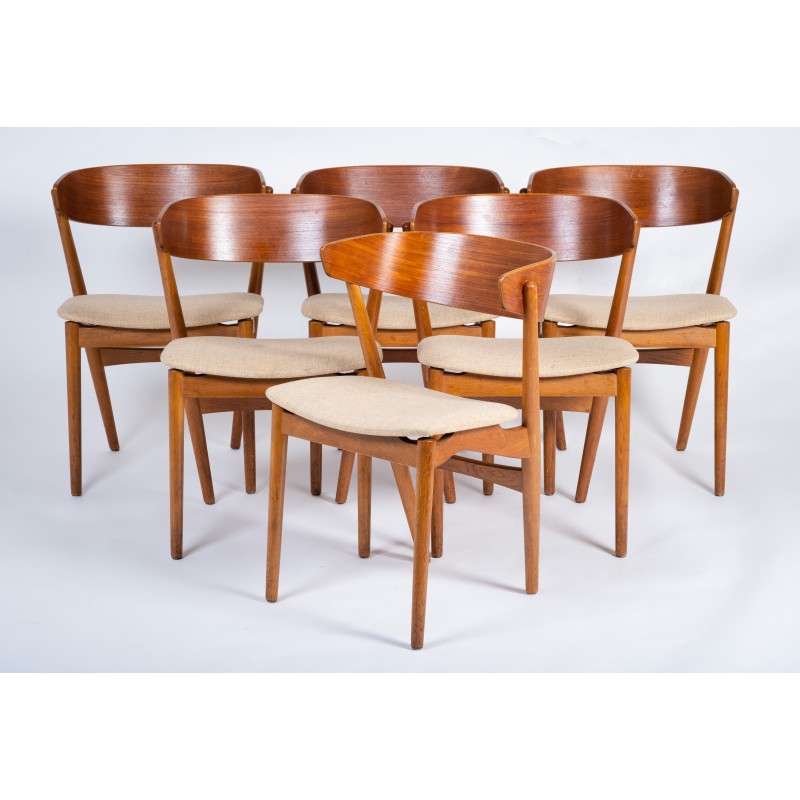 Set of 6 vintage teak chairs by Helge Sibast, Denmark 1960