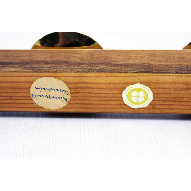 Skandinavischer Vintage-Kerzenhalter aus Holz und Messing, 1960