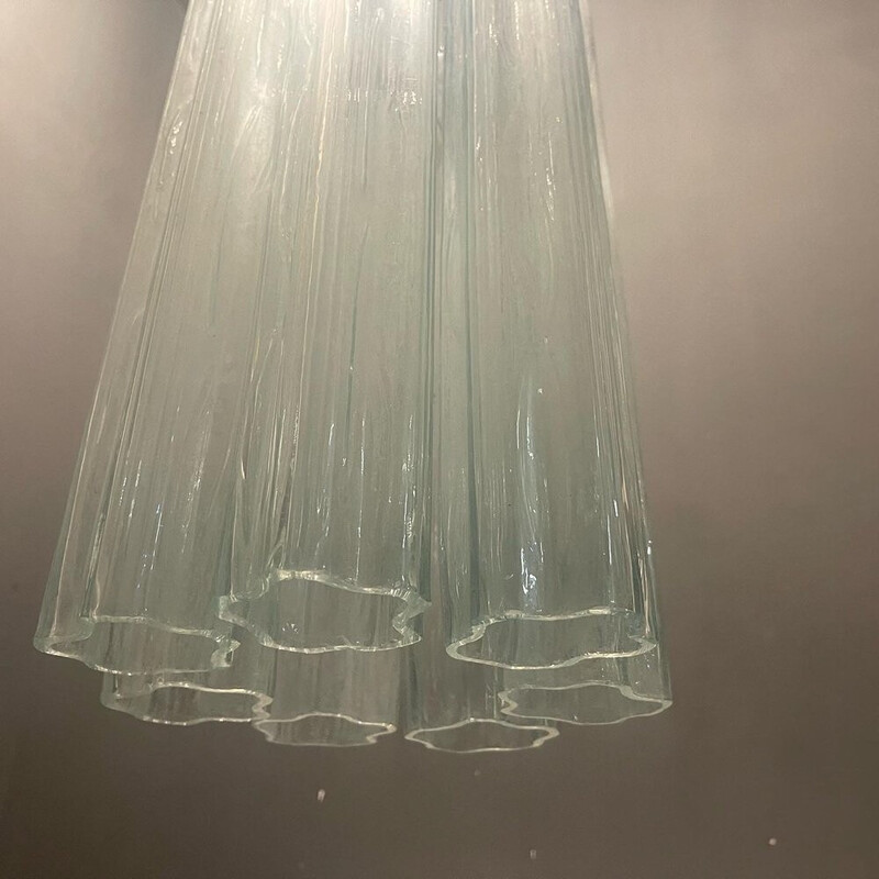 Pair of vintage Murano glass Tronchi pendant lamps, 1980s
