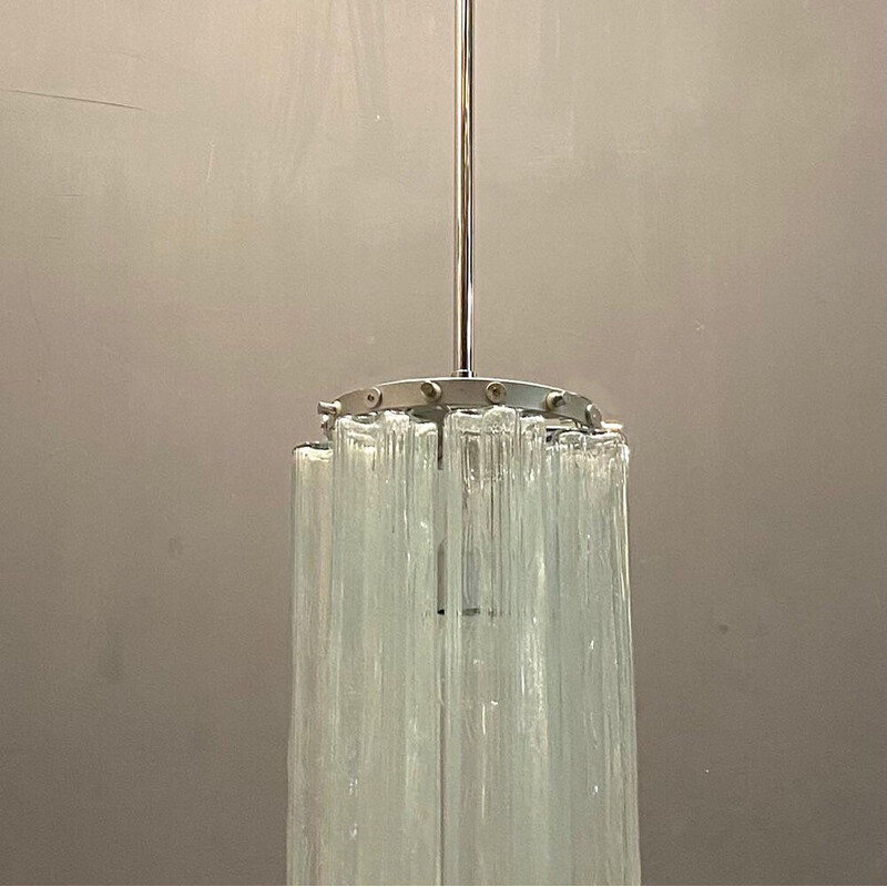 Pareja de lámparas colgantes Tronchi vintage de cristal de Murano, años 80
