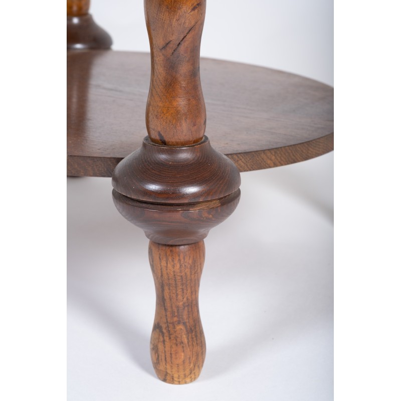 Vintage side table in wood and engraved brass