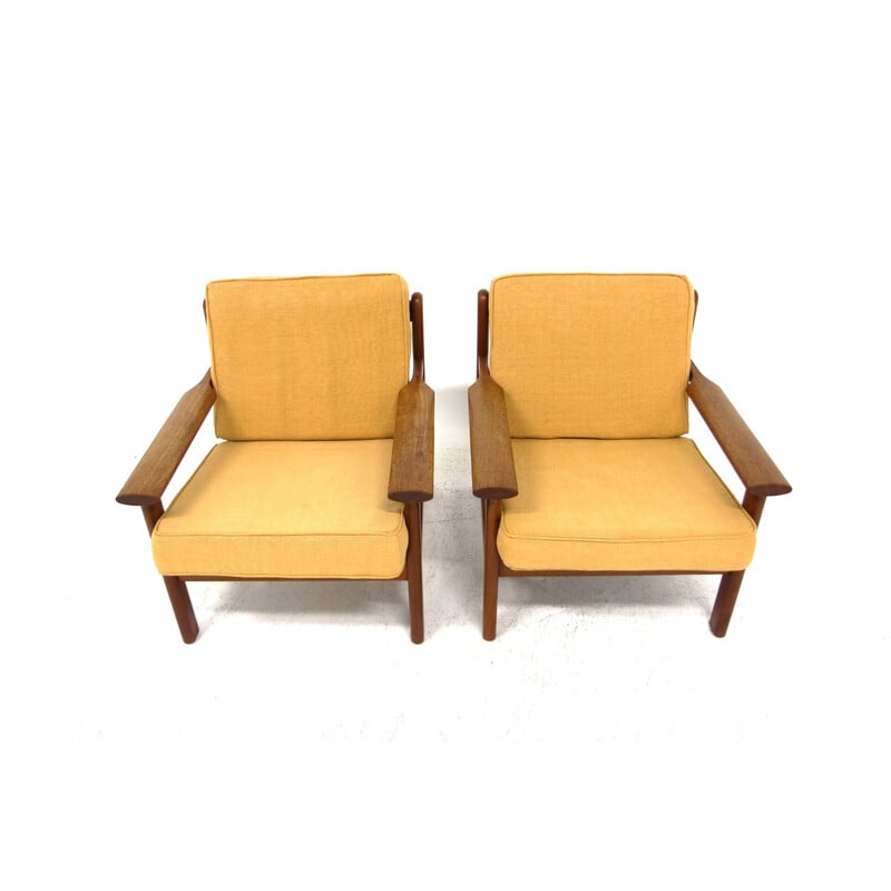 Paar vintage Scandinavische teakhouten fauteuils van Poul Volther, Zweden 1960