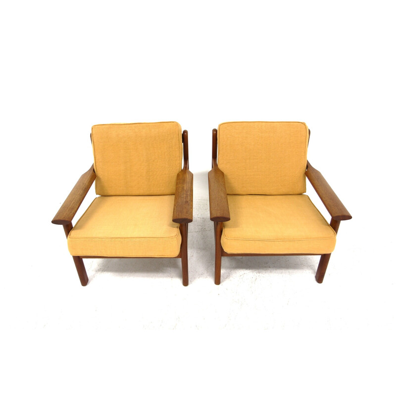 Pareja de sillones escandinavos vintage de teca de Poul Volther, Suecia 1960