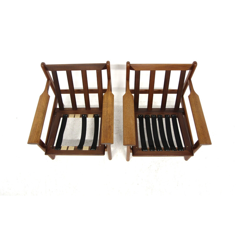 Pair of Scandinavian vintage teak armchairs by Poul Volther, Sweden 1960