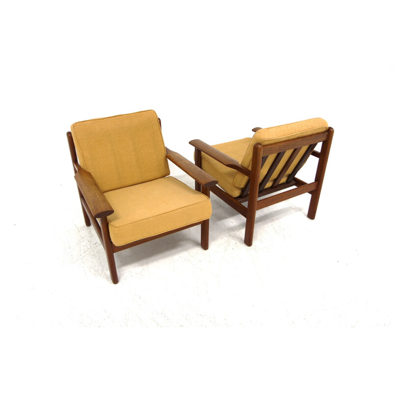 Pair of Scandinavian vintage teak armchairs by Poul Volther, Sweden 1960