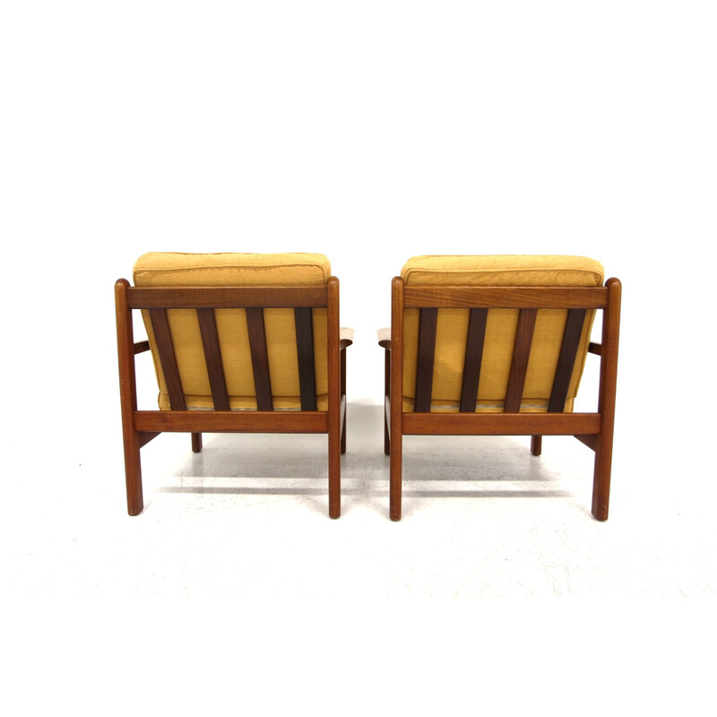 Paar vintage Scandinavische teakhouten fauteuils van Poul Volther, Zweden 1960