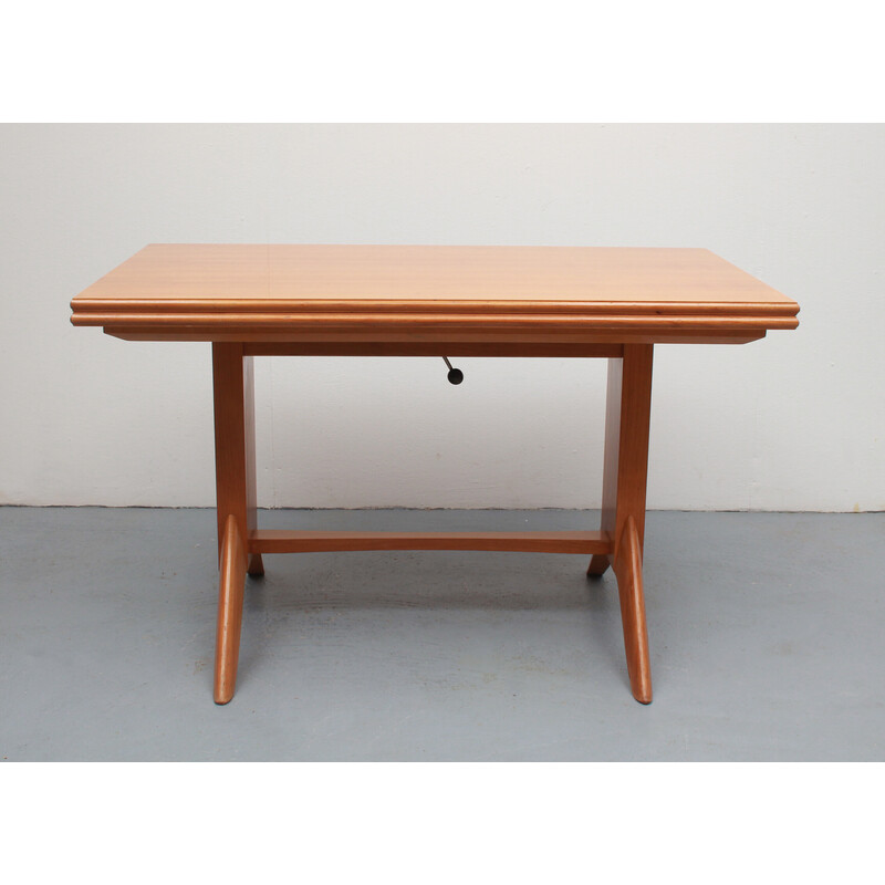 Mesa de centro regulable en madera de cerezo vintage para Wilhelm Renz, años 50