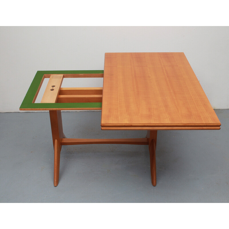 Vintage cherry wood adjustable coffee table for Wilhelm Renz, 1950s